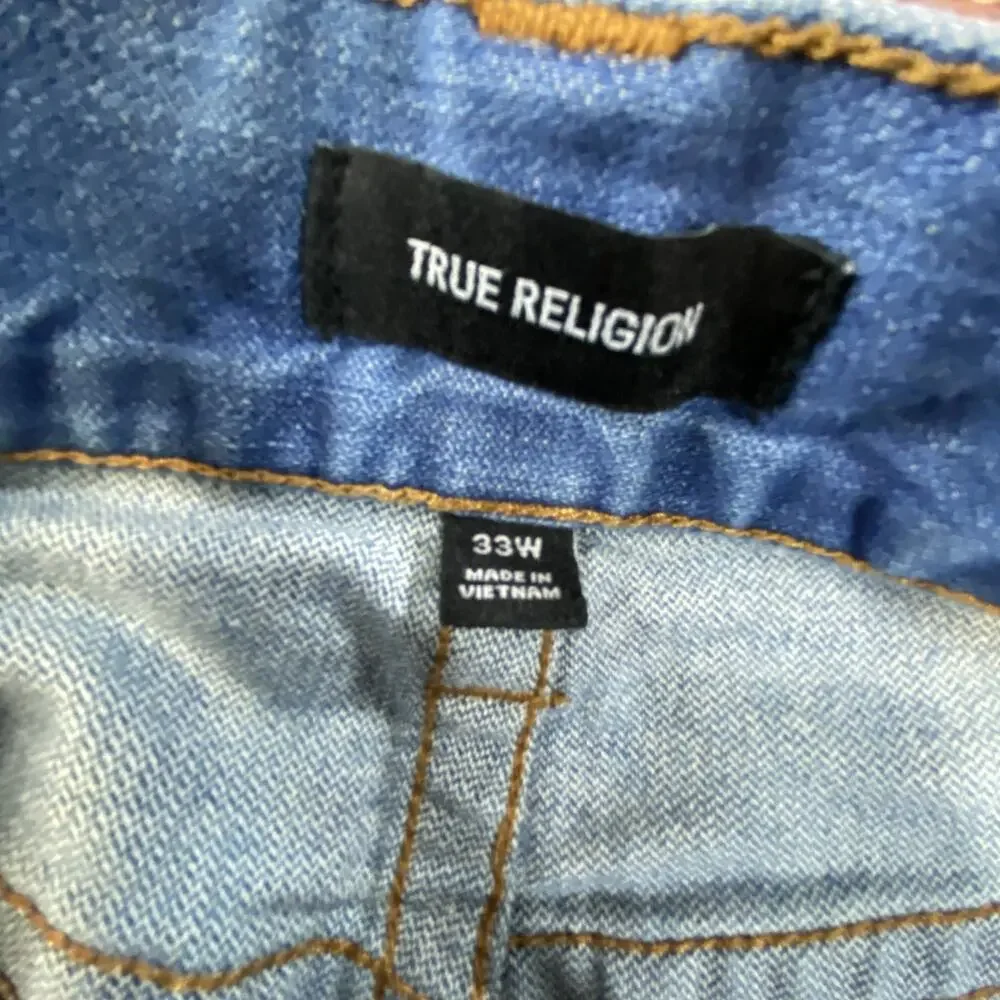 True Religion Ricky Blue Denim Men’s Jeans 33 Orange Stitching Straight Leg